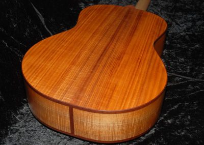 Handmade guitar featuring Fiddleback Blackwood back and sides